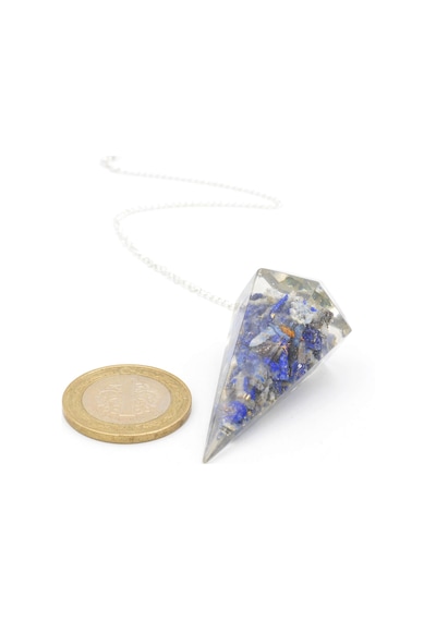 Hakiki Doğal Lapis Lazuli Taşı Orgonit Pandül 1.Kalite Gümüş