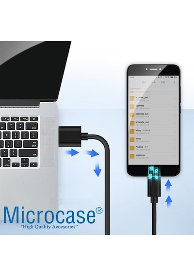 Microcase Micro Usb Şarj Ve Data Kablosu 2Metre Siyah