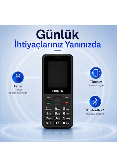 Philips Xenium E2125 Çift SIM Type-C Tuşlu Cep Telefonu Siyah