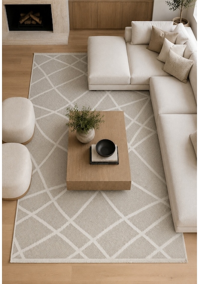 Modern Sisal 8002 Bej Krem Leke Tutmayan Kaymaz Taban Salon Mutfak Koridor Balkon Halısı Bej - Krem