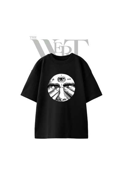 Thewert Mystic Third Eye Tasarım Baskılı Ünisex Siyah Oversize T-shirt