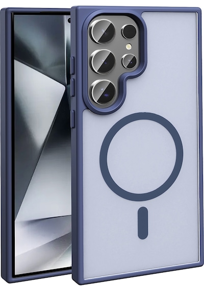 Samsung Uyumlu Galaxy S26 Ultra Kılıf Kablosuz Şarj Mat Arka Yüzey Sio Kapak Telefon Kılıfı Lacivert