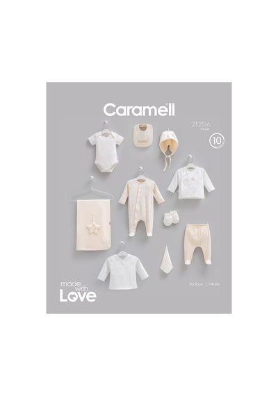 Caramell %100 Pamuk Teddy Bear 10'lu Set 0-3 Ay 50-56 Cm Bej Crml.ze2516.bej