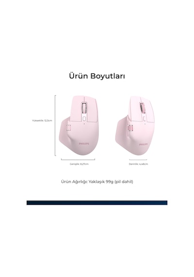 Philips SPK7858 Bluetooth Kablosuz Çift Modlu 4000DPI 7 Tuşlu Optik Mouse