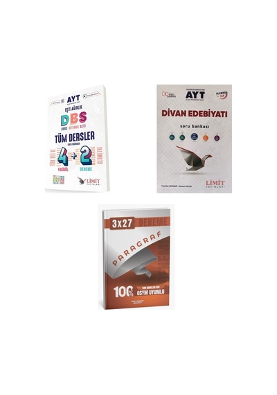 2027 2027 Limit Ayt Tüm Dersler Eşit Ağırlık 4 2 + Edebiyat Divan Edebiyatı Soru + Anla Kazan Paragraf Deneme 3'lü Set