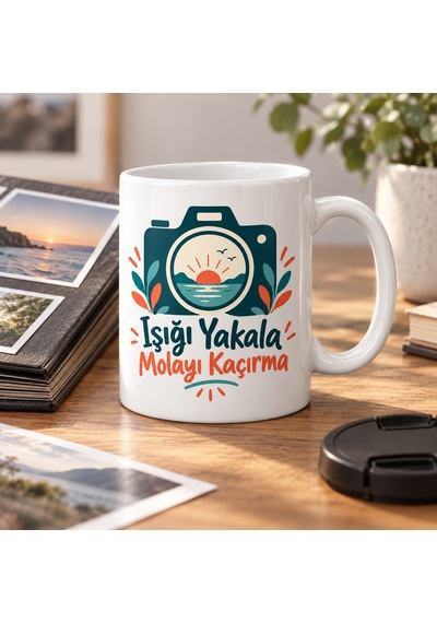 Bezos Fotoğraf Molası Tasarımlı Porselen Kupa - Model 424 Rengaren