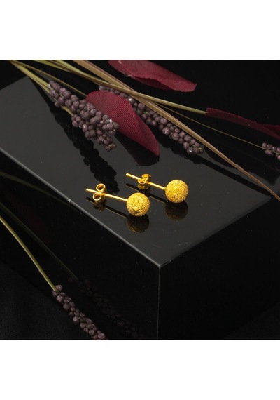 Bilezikci Kumlu 22 Ayar Altın Top Küpe 6 Mm. Yksms22k30009