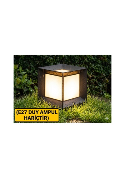 Dekoratif Kare Küp Set Üstü Abs Bahçe Aydınlatma Armatürü Set Üstü Dekoratif Aplik,baba Üstü,e27 Duy Ampul Hariç