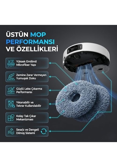 Dreame L40s Pro Ultra İle Uyumlu 2 Yan Fırça 2 Filtre 2 Mop 1 Deterjan 2 Toz Torbası Genel