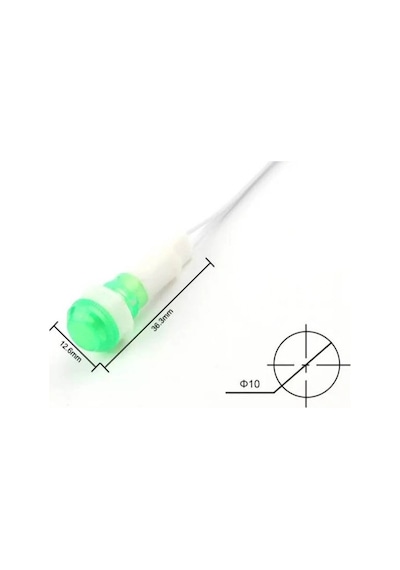 Ic-227 10mm Sinyal Lambası Plastik Kablolu 220v Yeşil