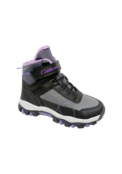 Callion 06f Deri Kız Çocuk Sneakers Bot Füme Siyah Lila Füme