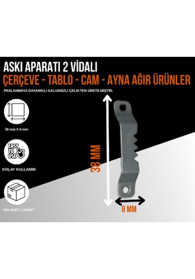 Vidalı Tırtıl Askı Küçük 100 Adet Ve Montaj Vidaları Renkli