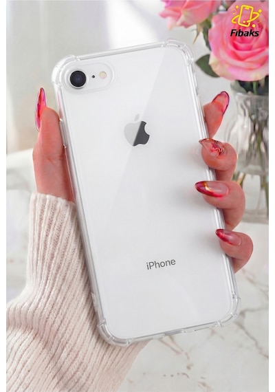 Fibaks iPhone 7/8/se Uyumlu Kılıf Antishock Darbe Emici Kamera Korumalı Esnek Şeffaf Silikon Kapak