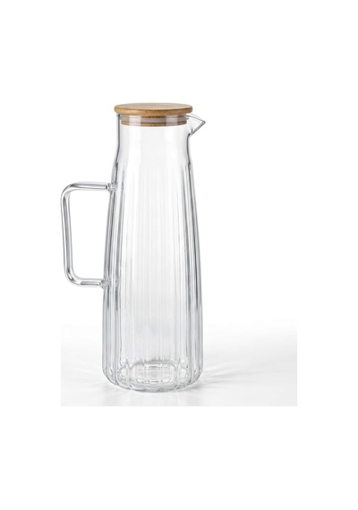 Bambu Kapaklı Borosilikat Cam Yağdanlık Ve Sürahi 1000ml 11x26cm Çok Amaçlı İçecek Ve Sıvı Gıda Saklama Çok Renkli