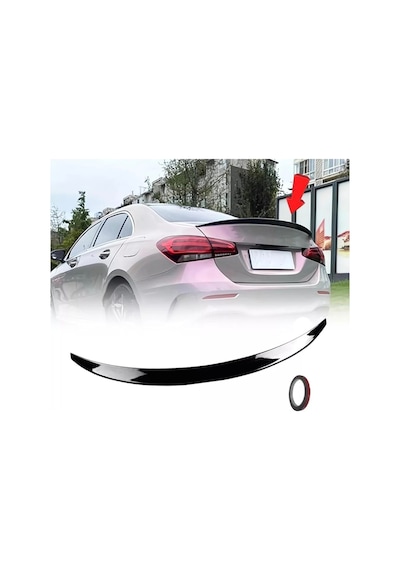 Mercedes A200 W177 Sedan Uyumlu Bagaj Üstü Pianoblack Boyalı Spoiler
