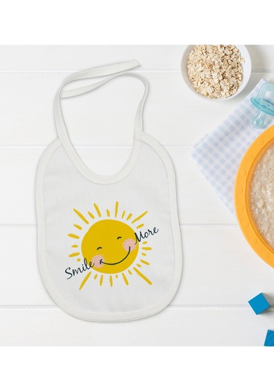 BK Kids Smile More Tasarımlı Bebek Mama Önlüğü - Model 1