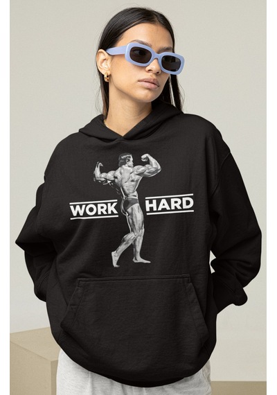 Sevbano Tasarım Arnold Bodybuilding Fitness Sporcu Baskılı Unisex Oversiz Siyah