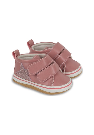 Pembe Simli Yıldızlı Kız Bebek Cırt Cırtlı Patik Yürüme Öcesi-g-2356 Pembe