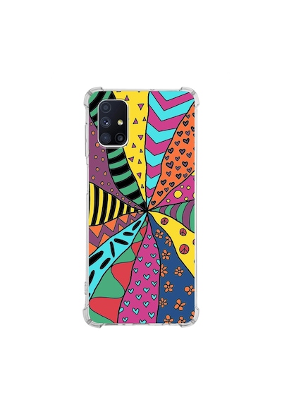 Samsung Galaxy M51 Uyumlu Retro Color 4 Baskılı Şeffaf Köşe Korumalı Antişok Kılıf