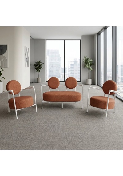 Venüs 2+1+1 Soft Kumaş Ofis & Büro İş Yeri Bekleme Koltuğu Takımı Beyaz Metal İskelet - Kiremit Venüs 2+1+1 Soft Kumaş Ofis & Büro İş Yeri Bekleme Koltuğu Takımı Beyaz Metal İskelet - Kiremit