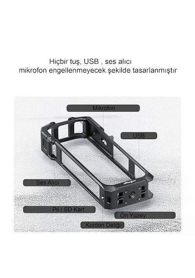 Teknoroket Insta360 X5 Uyumlu Amagisn Metal Çerçeve + Lens Cap Koruma Seti Siyah