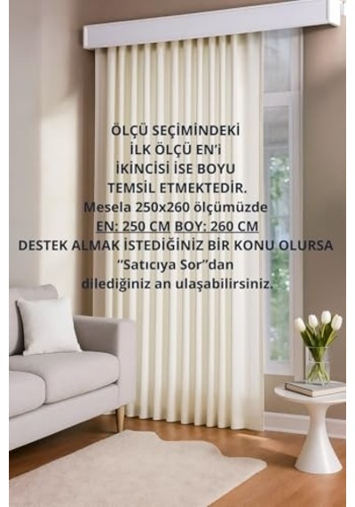 Fabric Design Saten Ekru Güneşlik Yüksek Kaliteli 200 X 250 Diğer