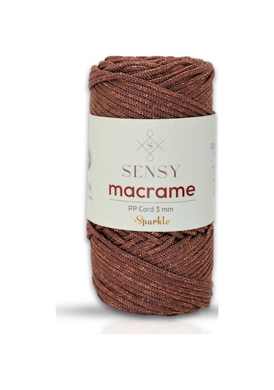 Sensy Simli Polyester Makrome İpliği 3 Mm 250 Gr Bakır Supla İpi Ve Çanta İpliği