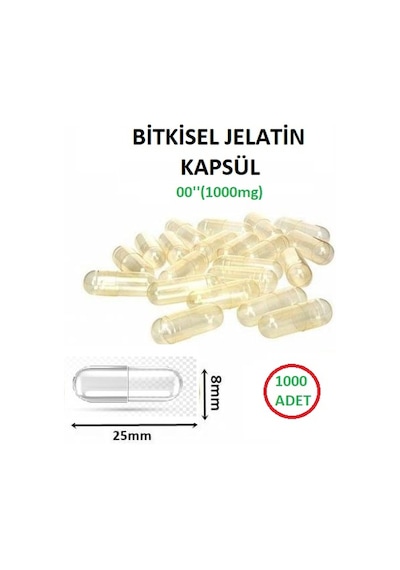 Boş Kapsülü 00'' Büyük Boy Şeffaf Bitkisel Jelatin 1000 Adet