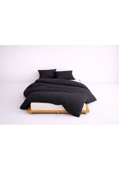 Lüks Ranforce Kumaş %100 Pamuklu Tek Kişilik Nevresim Takımı 160x220 Lastikli Çarşaf 120x200+30 Siyah