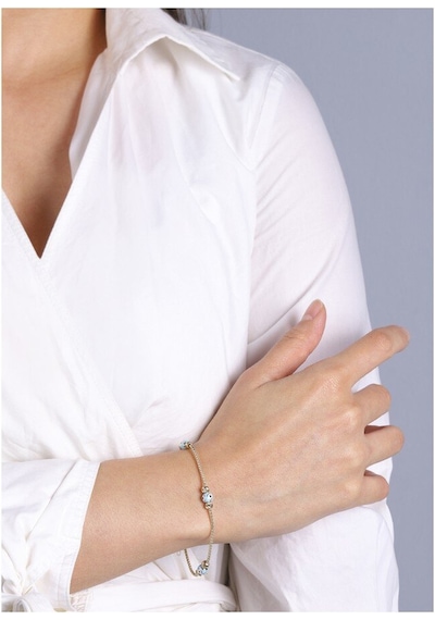 Diamond Line - Gülaylar - Sarı Altın 14 Ayar Nazar Boncuğu Bilekl Standart N11.21794 Sarı Altın