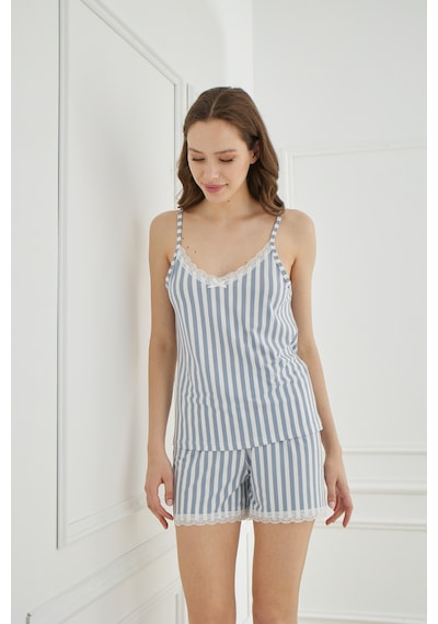 Mihra Kadın İp Askılı Şortlu Yazlık Pijama Takımı AÇIK GRİ