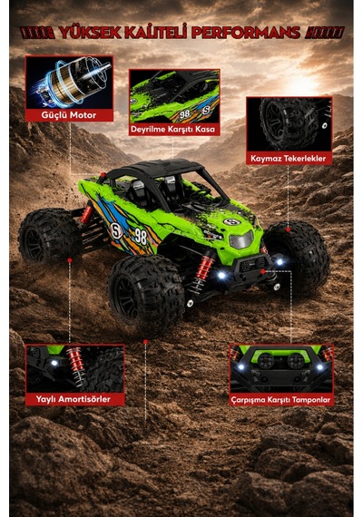 1:16 Rc Araba 36 Km/h Hızlı 4x4 Uzaktan Kumandalı Off Road Drift Araç Şarjlı 2.4ghz