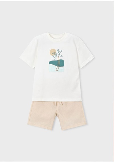 Mayoral Yazlık Erkek Çocuk 2'li Şort Tshirt Takım - Kahve Bej