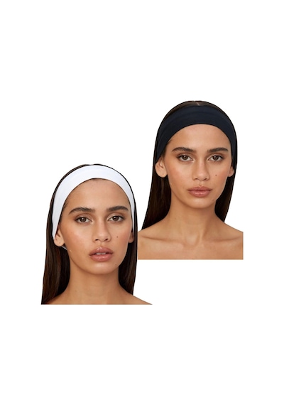 2'li Kombin Saç Bandı Seti - Elastik Kaymaz İnce Esnek Pamuk Emici Kadın Saç Bandı Bandana, Unisex Spa Koşu Yoga Genel