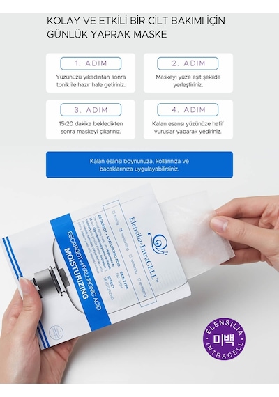 Elensilia Escargot + Hyaluronik Asit Yoğun Nemlendirici Yaprak Maske Intracell Hyaluronic Acid Mask