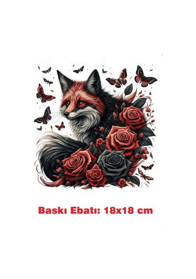 Tilki Gotik Temalı Ütü İle Yapışan Tekstil Kumaş Tişört Dtf Baskı 3527