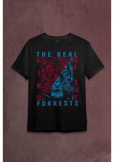 Vahşi Kaplan Trabzon Bordo Mavi Ormanların Gerçek Kralı Baskılı Tişört Unisex T-shirt 001