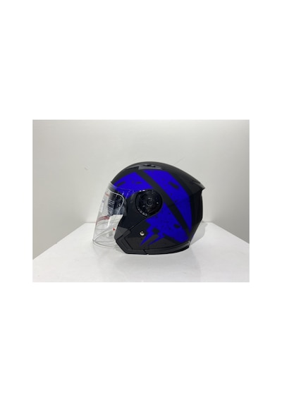 Jk 512 Güneş Vizörlü Mat Mavi-siyah Açık Kask