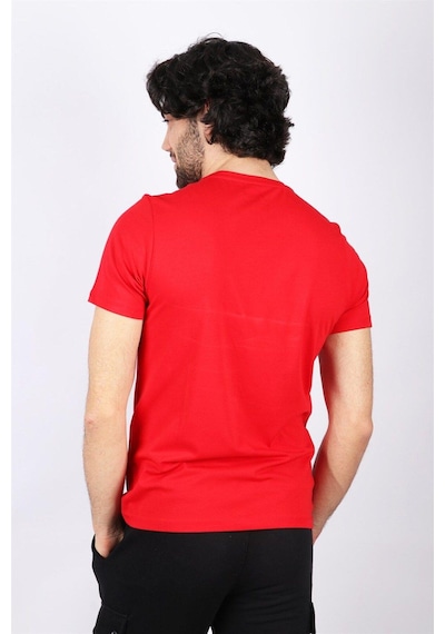 Rich Erkek Logo Baskılı T-shirt %100 Pamuk Tişört Kirmizi