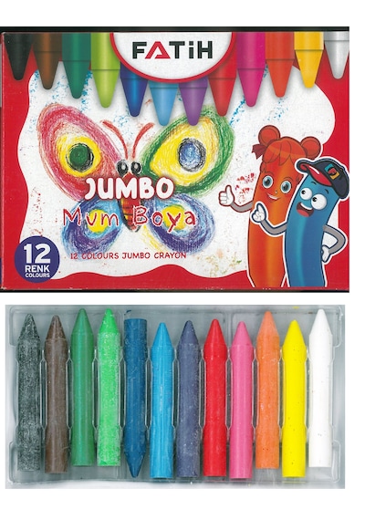 Fatih Mum Pastel Boya Wax Crayon Jumbo 12 Renk Çok Renkli