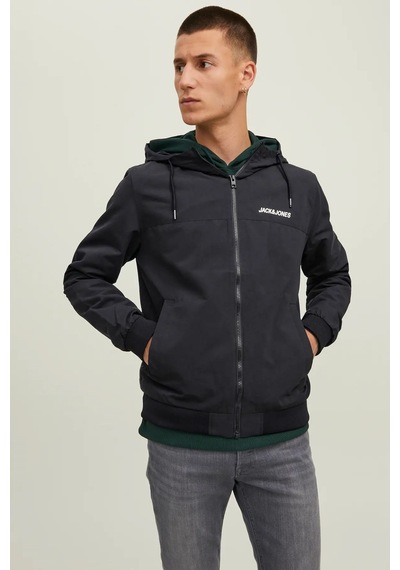 Jack & Jones Jjerush Hood Bomber Erkek Mont Siyah