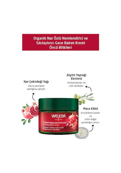 Weleda Pomegranate & Maca Peptides Organik Nar Özlü Sıkılaştırıcı Gece Bakım Kremi 40ml