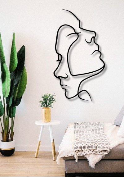 Yüzler Minimalist Çizgisel Metal Duvar Dekoru