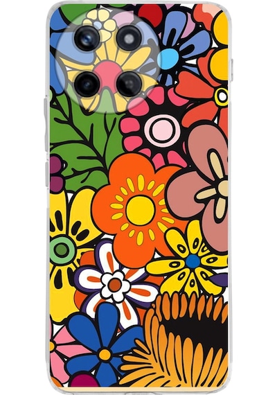Realme 11 İle Uyumlu Retro Color 2 Baskılı Kamera Korumalı Şeffaf Kılıf Şeffaf