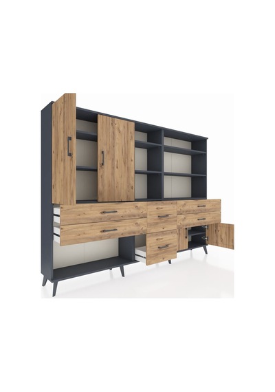 Arges Dolap 10 Raflı 6 Çekmeceli 4 Kapaklı 220x30x163 Antrasit-çam Atlas Çam - Antrasit Arges Dolap 10 Raflı 6 Çekmeceli 4 Kapaklı 220x30x163 Antrasit-çam Atlas Çam - Antrasit