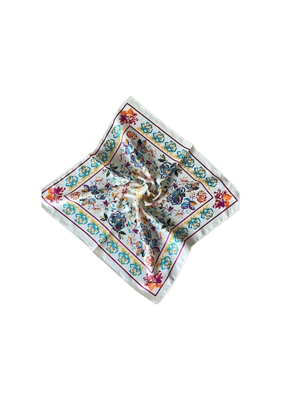2 Li Saten Bandana Seti Saten Fular Saten Çanta Aksesuarı Özel Desen Bandana 45x50 Cm Haki - Mavi