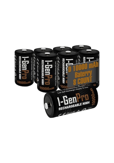 I-gen Pro Hr20 D Büyük Boy 10.000 Mah Şarj Edilebilir D Boy 1.2v Ni-mh Şarjlı Pil 8'li Paket