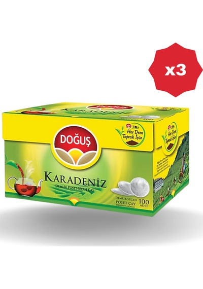Doğuş Karadeniz Demlik Poşet Çay 100'lü - 3 Adet