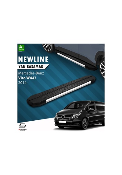 S-dizayn Mercedes Vito W447 Uzun Şase Newline Krom Yan Basamak 253 Cm 2014 Üzeri A+ Kalite