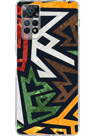 Xiaomi Redmi Note 12 Pro 4g Uyumlu Kamera Korumalı Soyut Grafiti Tasarımlı Kılıf Şeffaf